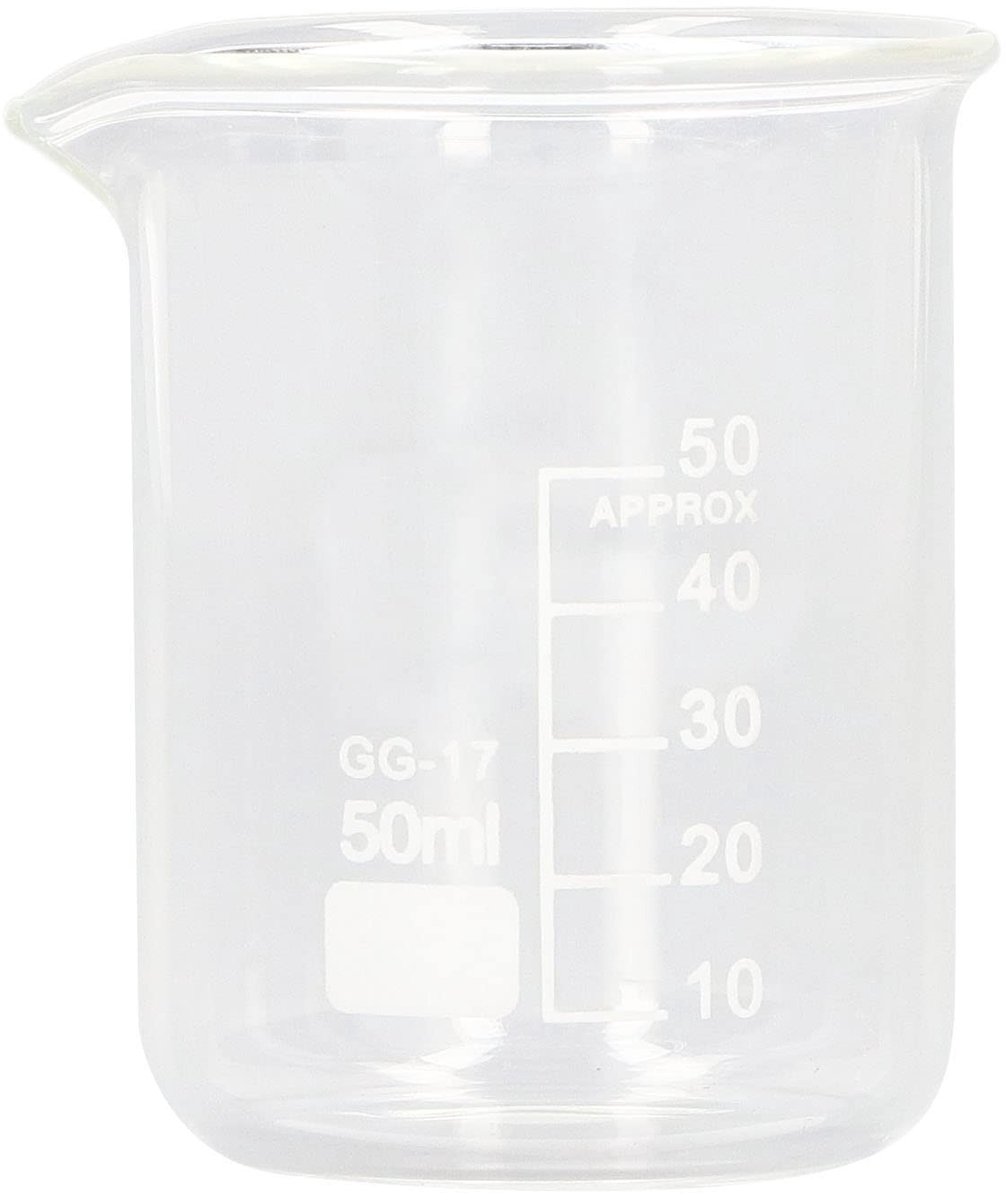 Dailygoods- Glasbekers 10 Stuks - Laboratoriumglasbeker 50 ml - Hittebestendig - Chemisch bestendig - Borosilicaatglas - Ideaal voor laboratorium/keuken - Maatbeker