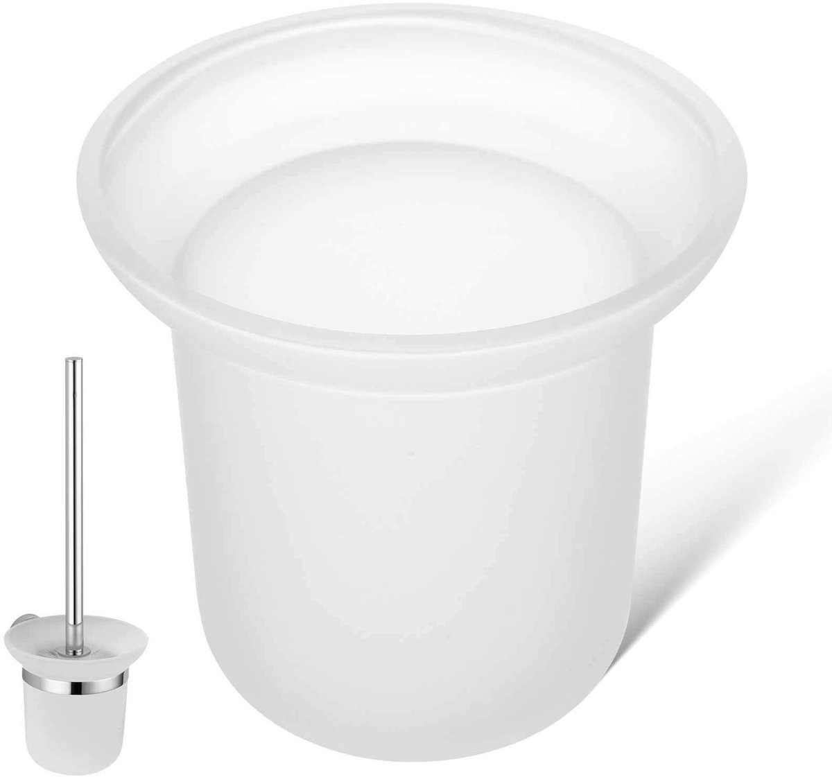 Dailygoods- Toiletborstelschaal Melkglas - Ruimtebesparend - Wandmontage - Stevige Houder - Elegant Ontwerp - Duurzaam Glas - Toiletbeker