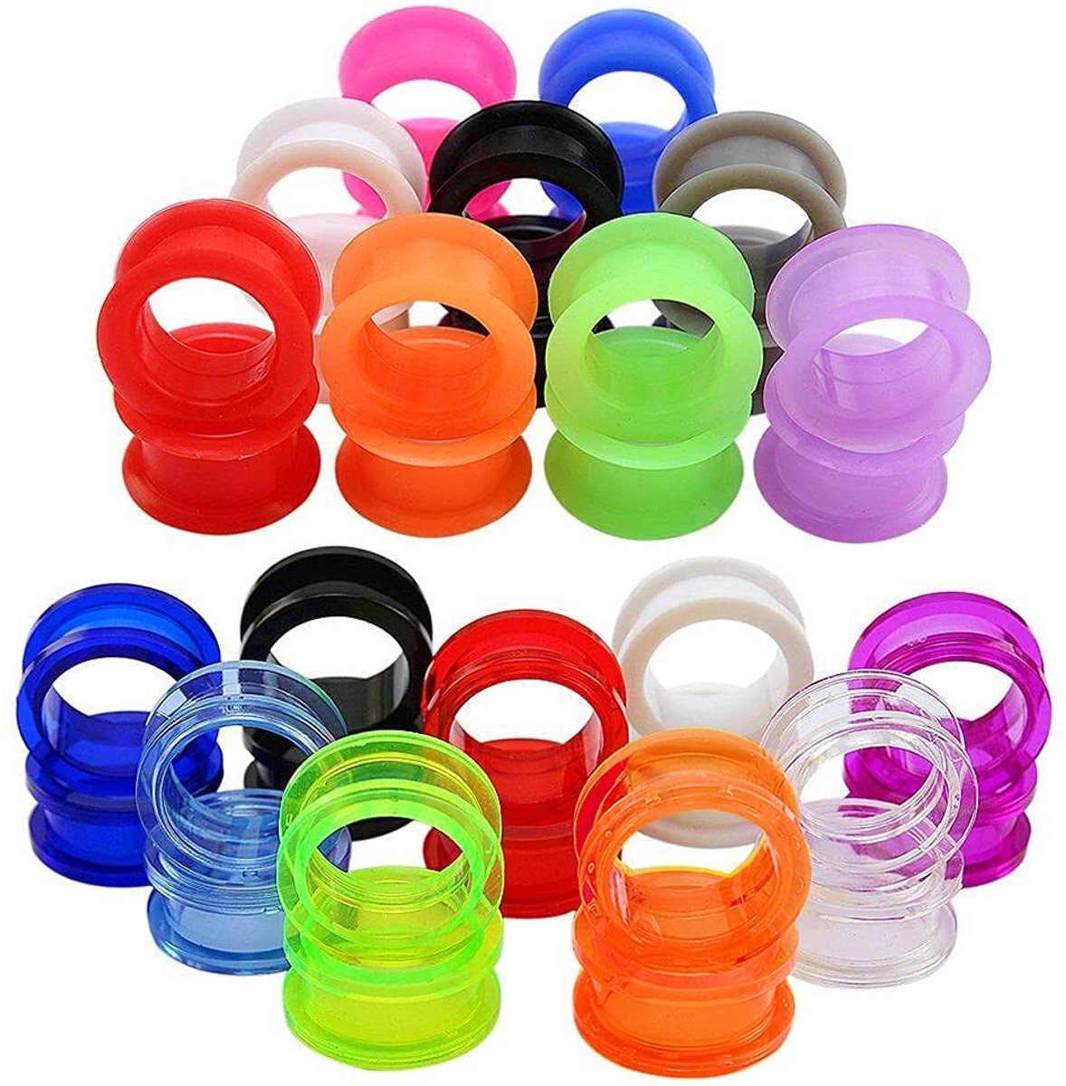 Dailygoods- Oortunnel 8-16 mm - Siliconen/Acryl - Dikke dubbele flared - Oorpiercing - Hoogwaardig nikkelvrij - Perfect cadeau - Oorpluggen
