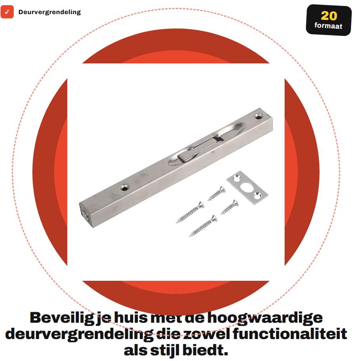 Dailygoods- Deurvergrendeling Roestvrij Staal - Deurbout - Deurbeveiliging - Vergrendeling - Deurslot - 150 mm/200 mm/250 mm