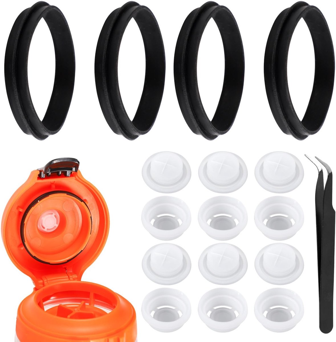 Dailygoods- Kleppen 6 Stuks - Vervangende Accessoires - Siliconen Dispenserklep - Kunststof Ventieldeksels - Afdichtringen - Compatibel met Gatorade Fles - Waterflesdeksel