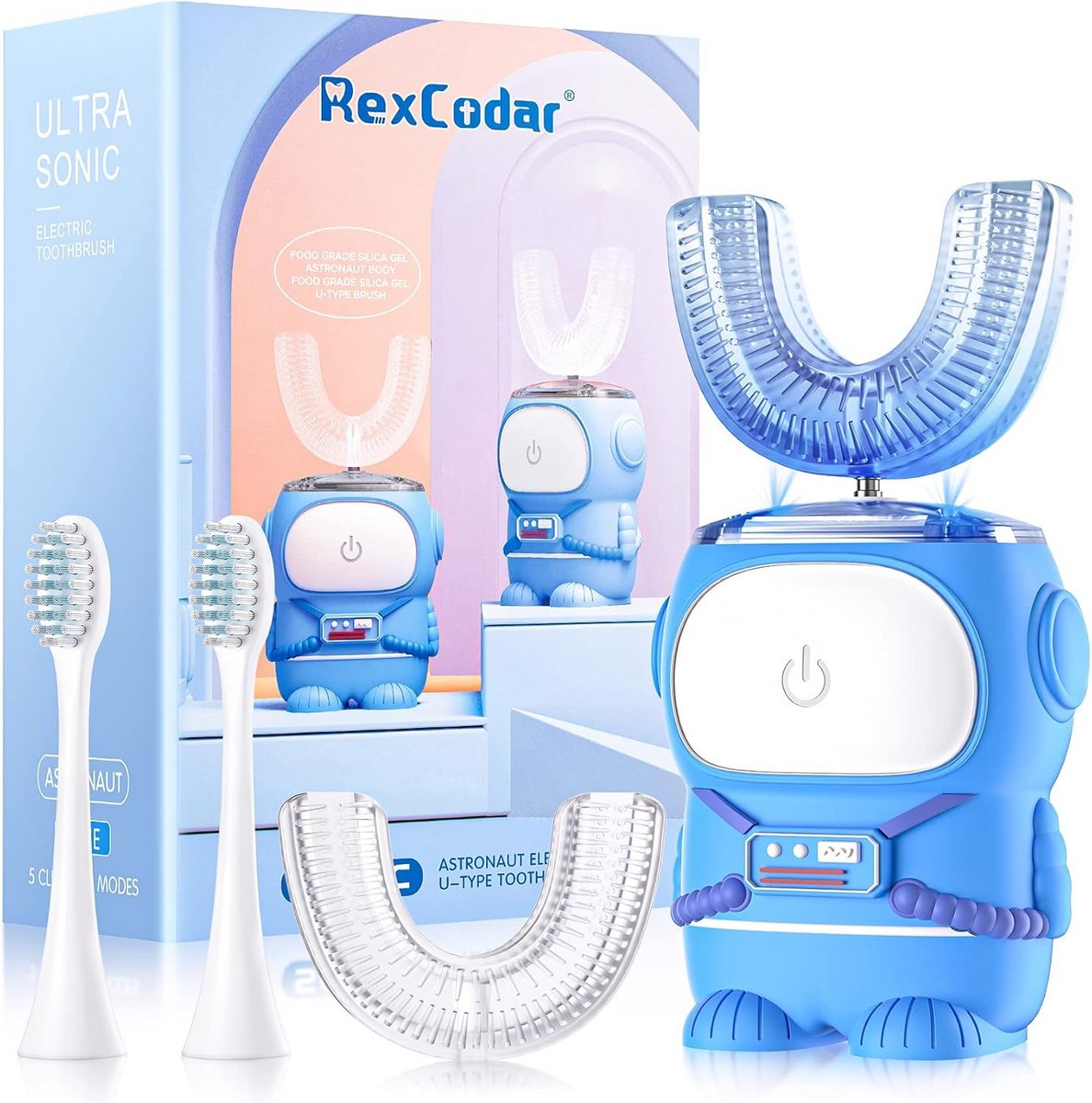 Elektrische Tandenborstel - Kindertandenborstel - Mondhygiëne - U-vormige reiniging - 2-6 Jaar - Blauw