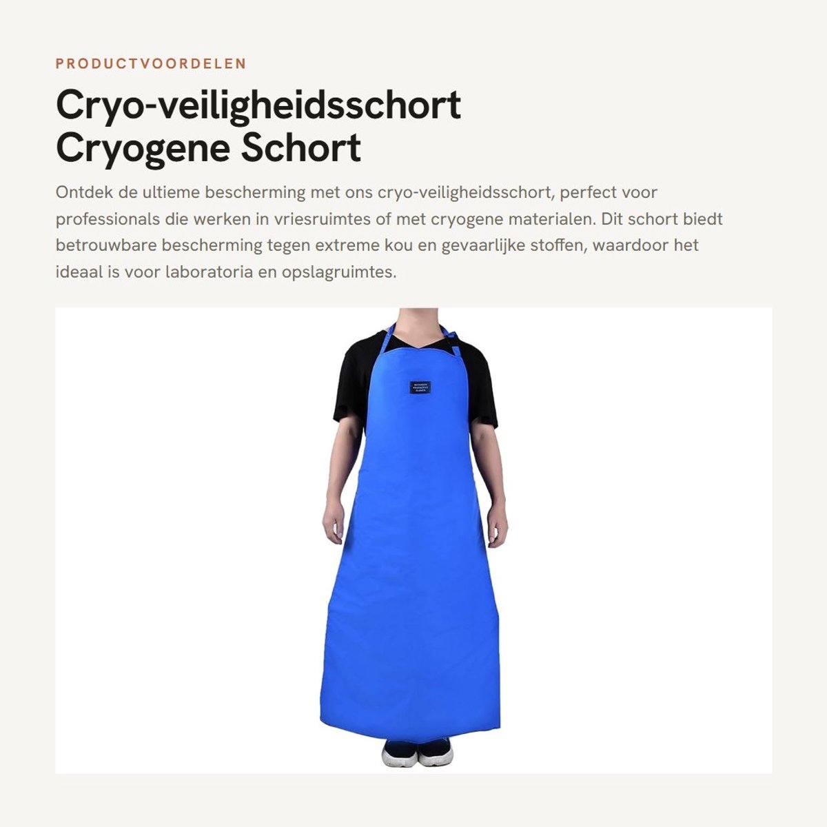 Dailygoods- Cryoveiligheidsschort Met Ultralage Temperatuur - Cryogene Veiligheidsuitrusting - Vriesruimte - Koude Opslag - 90CM - Drie Lagen Isolatie - Isolatieschort