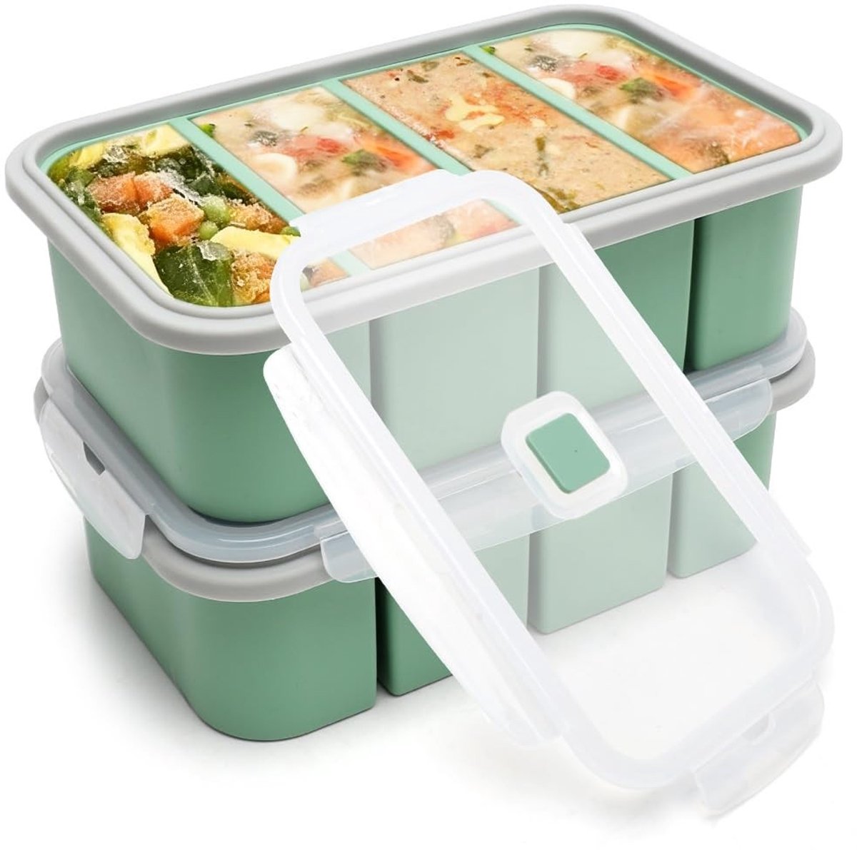 Dailygoods- Soepcontainer met deksel - Soepcontainer thermo - Vriescontainer - Voedselcontainer - Voorraadcontainer - 2 stuks siliconen