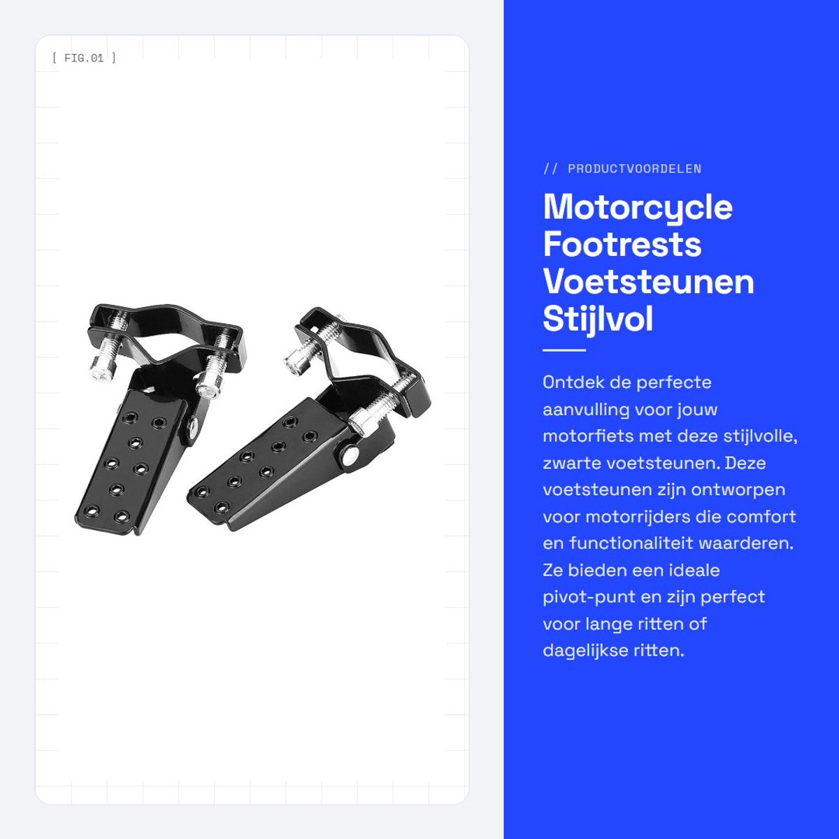 Dailygoods- Voetsteunen Gloednieuw - Metalen Voetsteunen - Zwart - Slijtvast - Comfortabel Draaipunt - 1 Paar - Motorsteunen