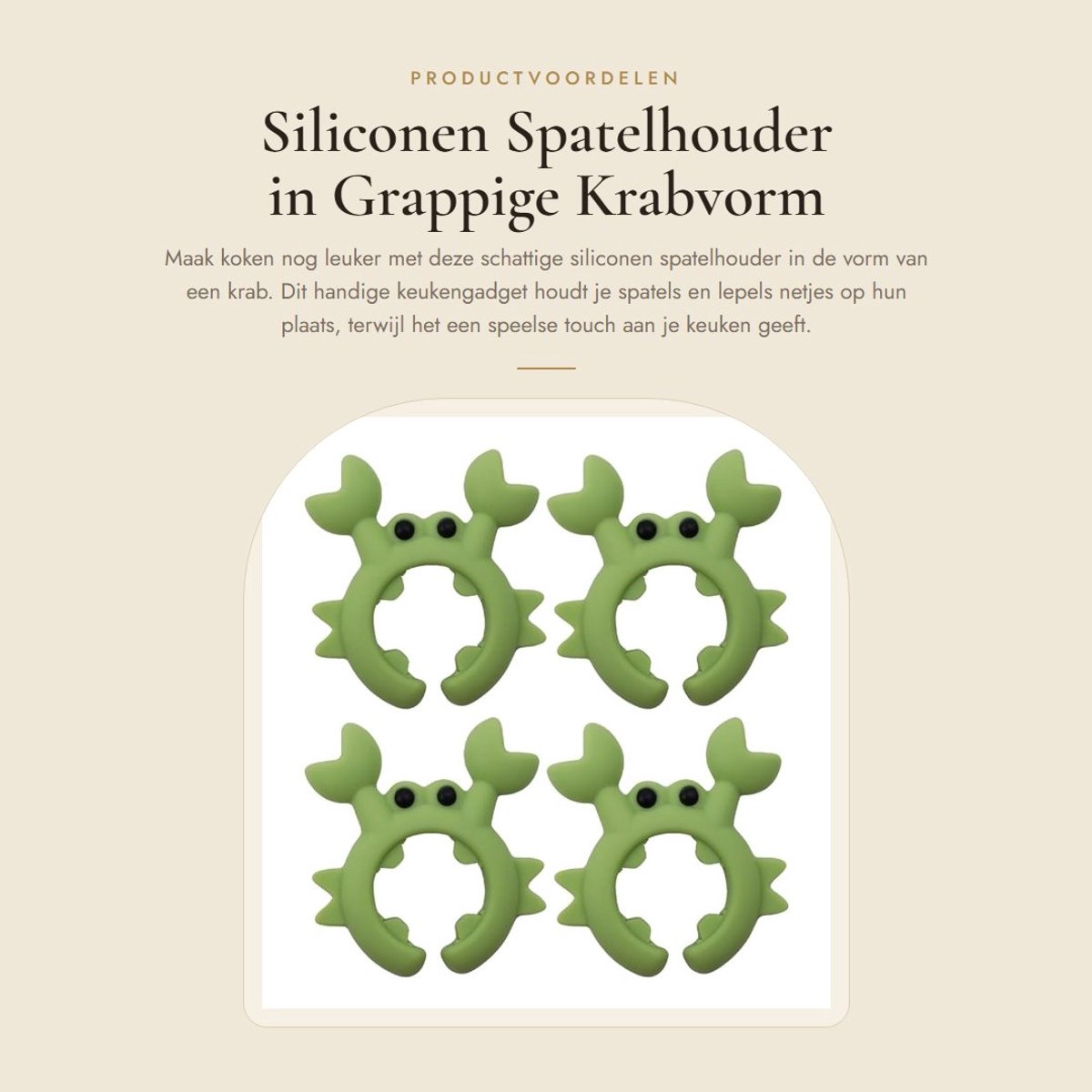 Dailygoods- Spatelhouder Siliconen - Keukengerei - Lepelhouder - Pollepelhouder - Grappig Cadeau - Groen - 4 x Siliconen Spatelhouders