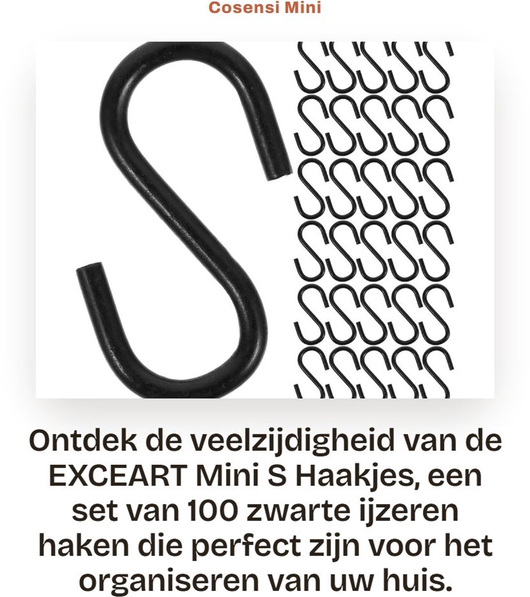 Dailygoods- Haak 100 Stuks - Zwarte IJzeren Haken - Voor Keuken/Badkamer - Ruimtebesparend - Duurzaam - Eenvoudig te Gebruiken