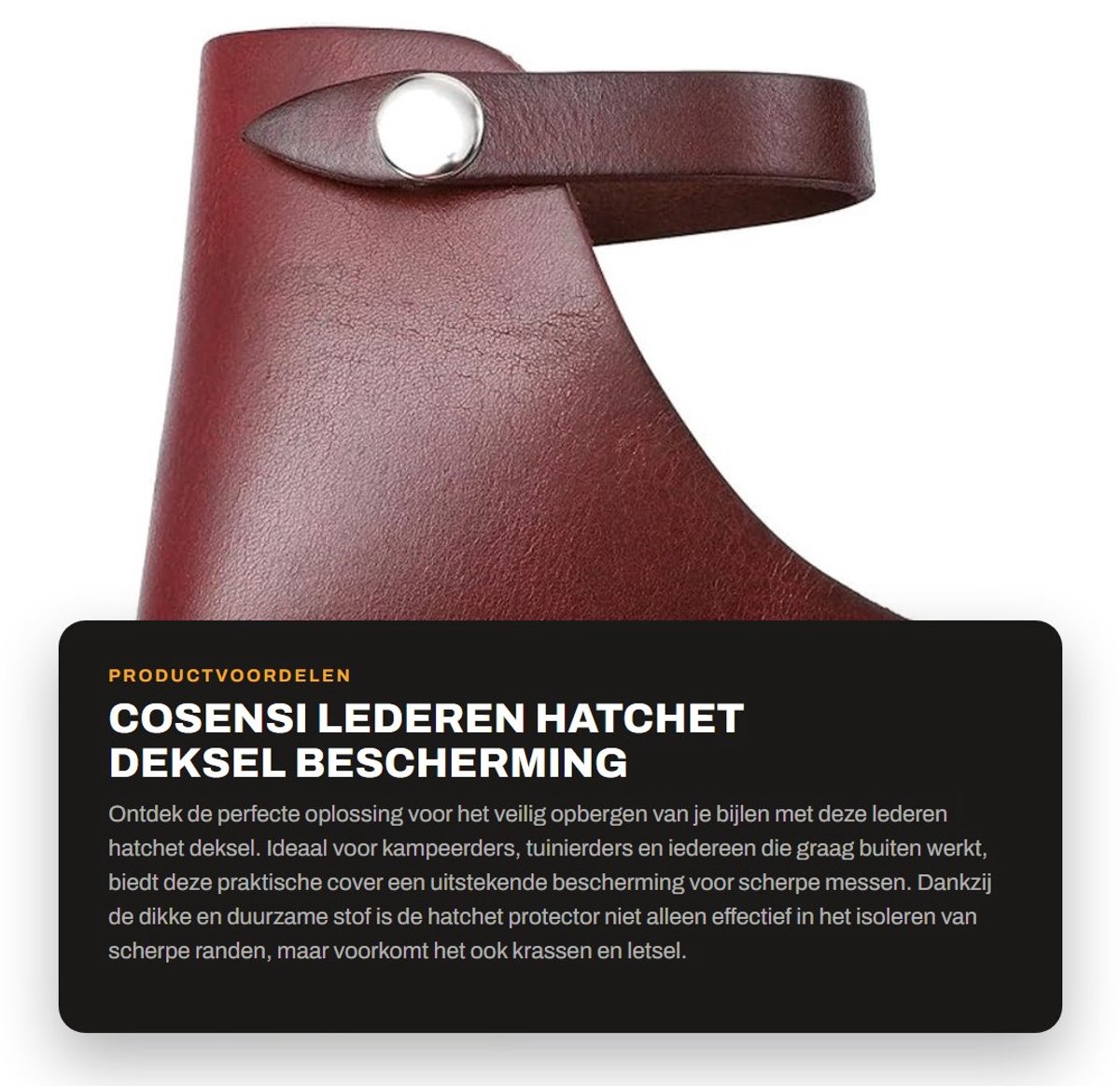 Dailygoods- Hatchet Deksel Dikker en Duurzaam - Lederen Cover - Bescherming voor Axt - Camping Accessoires - Gereedschapshouder - Eenvoudig te Installeren - Bijlhoes
