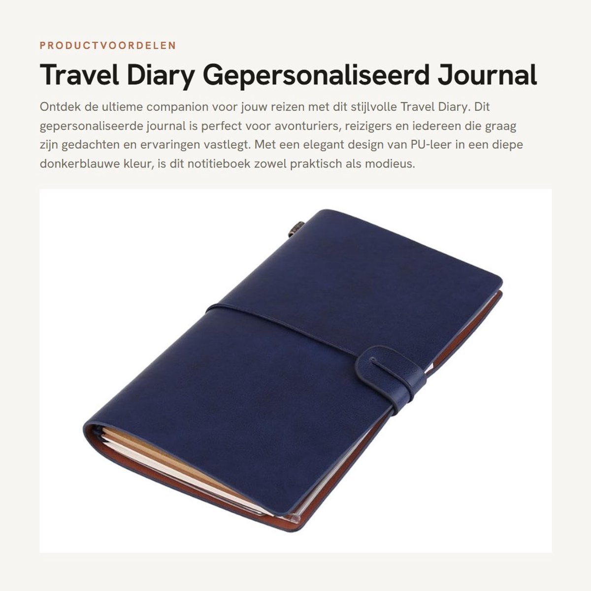 Dailygoods- Reisdagboek Gepersonaliseerd - Notitieboek A5 - PU Leer - Navulbaar - Kladblok - Ideaal voor Reizen