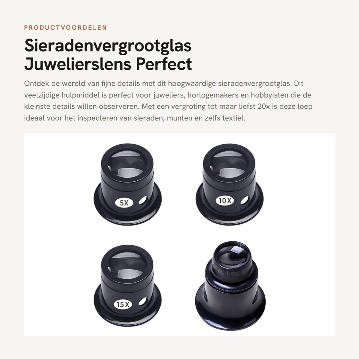 Dailygoods - Sieradenvergrootglas - Juwelierslens - Perfect voor detailwerk - Zwart - Vergroting tot 20x - Voor horloges en munten - Ideaal voor repar...