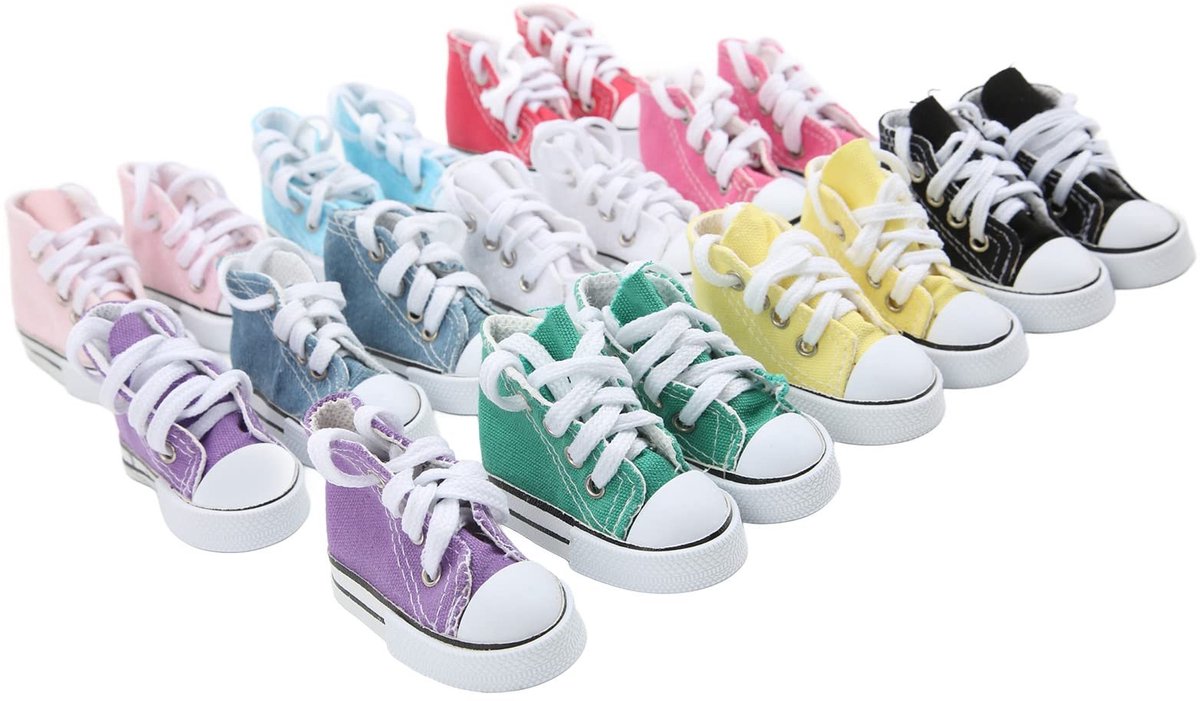 Dailygoods- Sneakers Poppen - Antislip - Diverse Kleuren - 3,0 Inch - Geschikt voor 16 Inch Salonpoppen - Duurzaam Materiaal - Poppen Schoenen