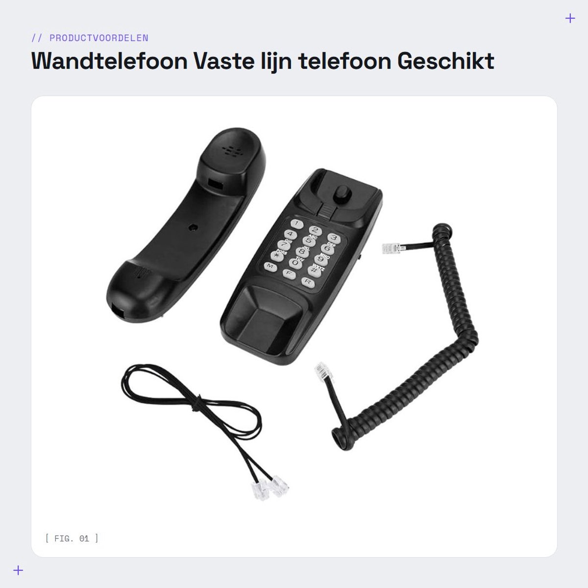 Dailygoods- Vaste Telefoon Draadloos - Wandmontage Beugel - Telefoonlijnvoeding - Telefoon met Snoer - Oproepdemping - Energiebesparend - Wandtelefoon