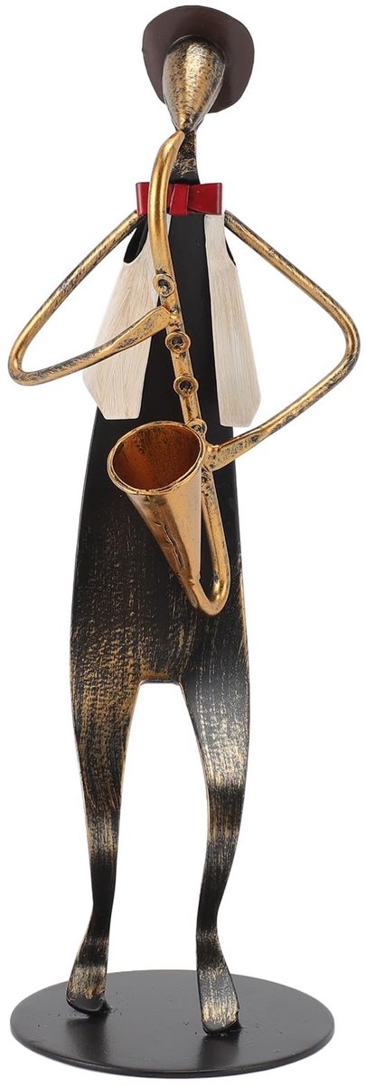 Dailygoods- Saxofoonstandbeeld Handgemaakt - Beeldjes Decoratie - Sculptuur - Beelden voor Binnen - Muziek Decor - Duurzaam Materiaal - Beeldje