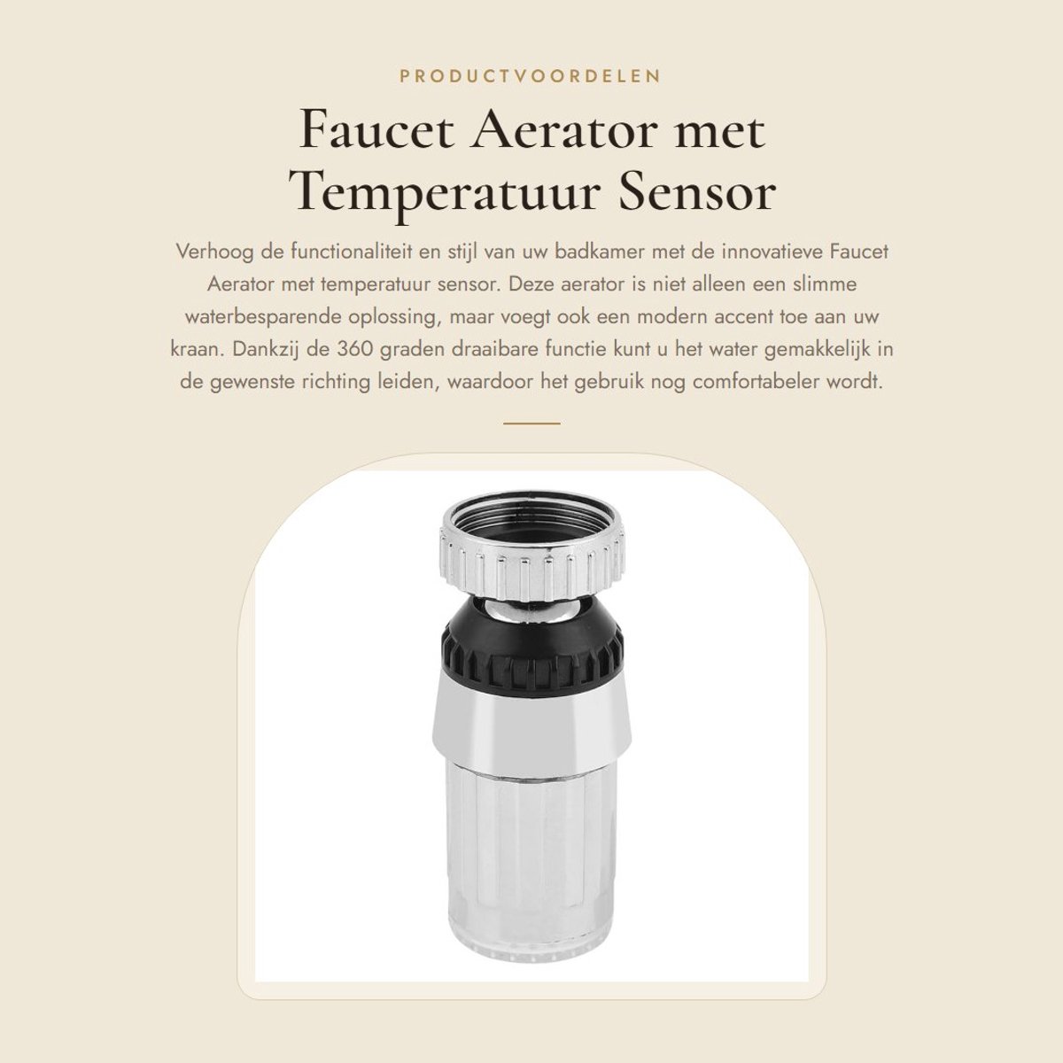 Dailygoods - Faucet Aerator met Temperatuur Sensor - LED Verlichting - Waterbesparend - 360° Draaiend - ABS - Besparen op Waterverbruik - Geschikt voo...