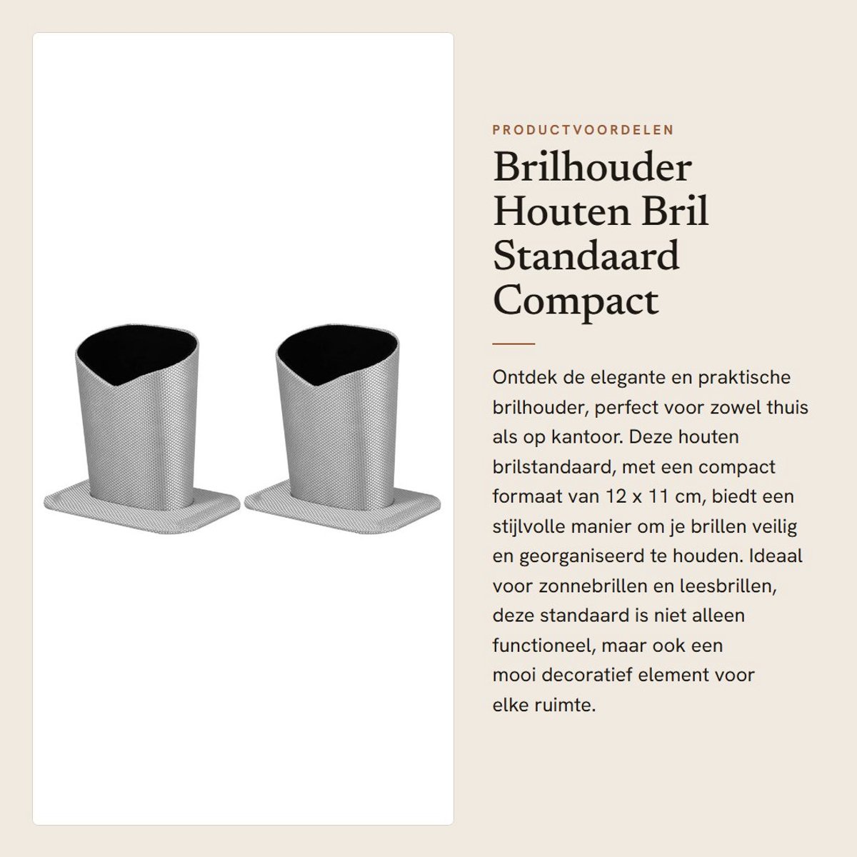 Dailygoods- Brilhouder Compact - Houten Brilhouder - Bril Standaard - Brilhouder voor Thuis/Kantoor - Lichtgewicht - Handgemaakt 11,6 x 8,1 x 12 cm - Brillenstandaard