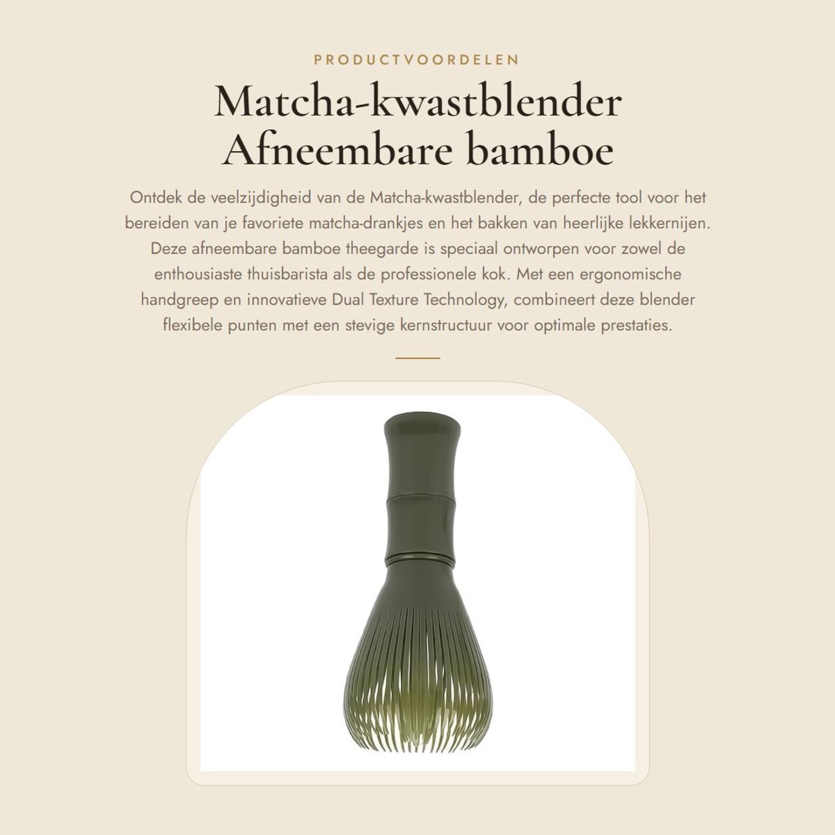 Dailygoods- Theegarde met ergonomische handgreep - Bamboe - Draagbare mixer - Antivibratieontwerp - Hittebestendig - Totale lengte 11 cm - Matcha Mixer