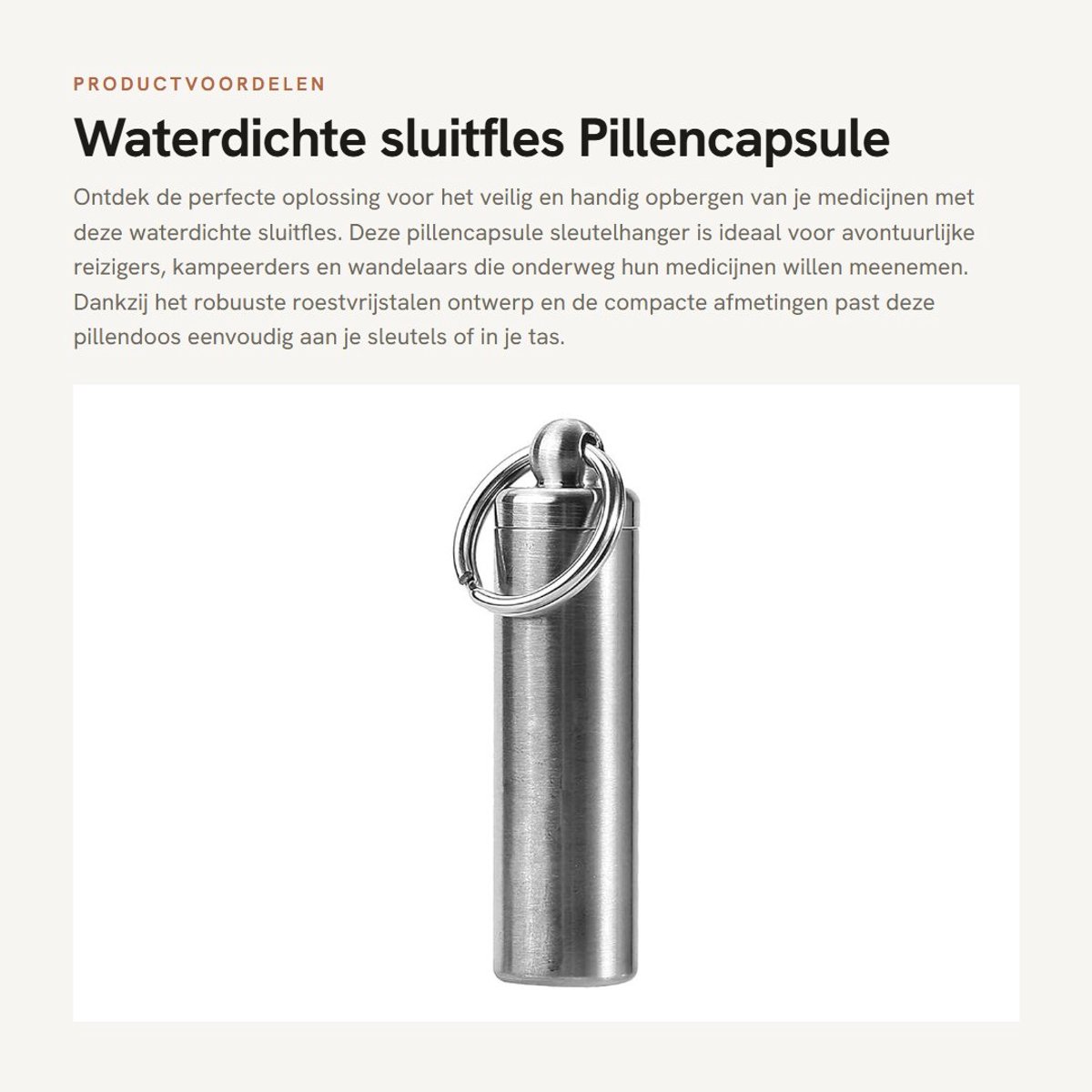 Dailygoods- Pillendoosje Klein - Waterdicht - Sleutelhanger - Draagbaar - Outdoor - Luchtdicht - Totale lengte 56,5 mm - Pillenhouder