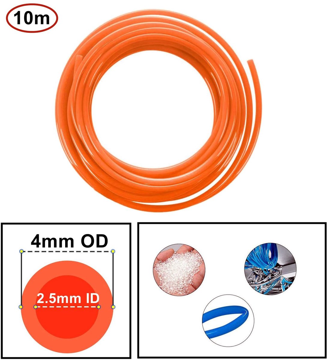Dailygoods- Pneumatische Slang 10 Meter - Flexibele Persluchtslang - Polyurethaan (PU) - 4 mm x 2,5 mm - 8 Verbindingsstukken - Hoge Drukvastheid - Luchtslang