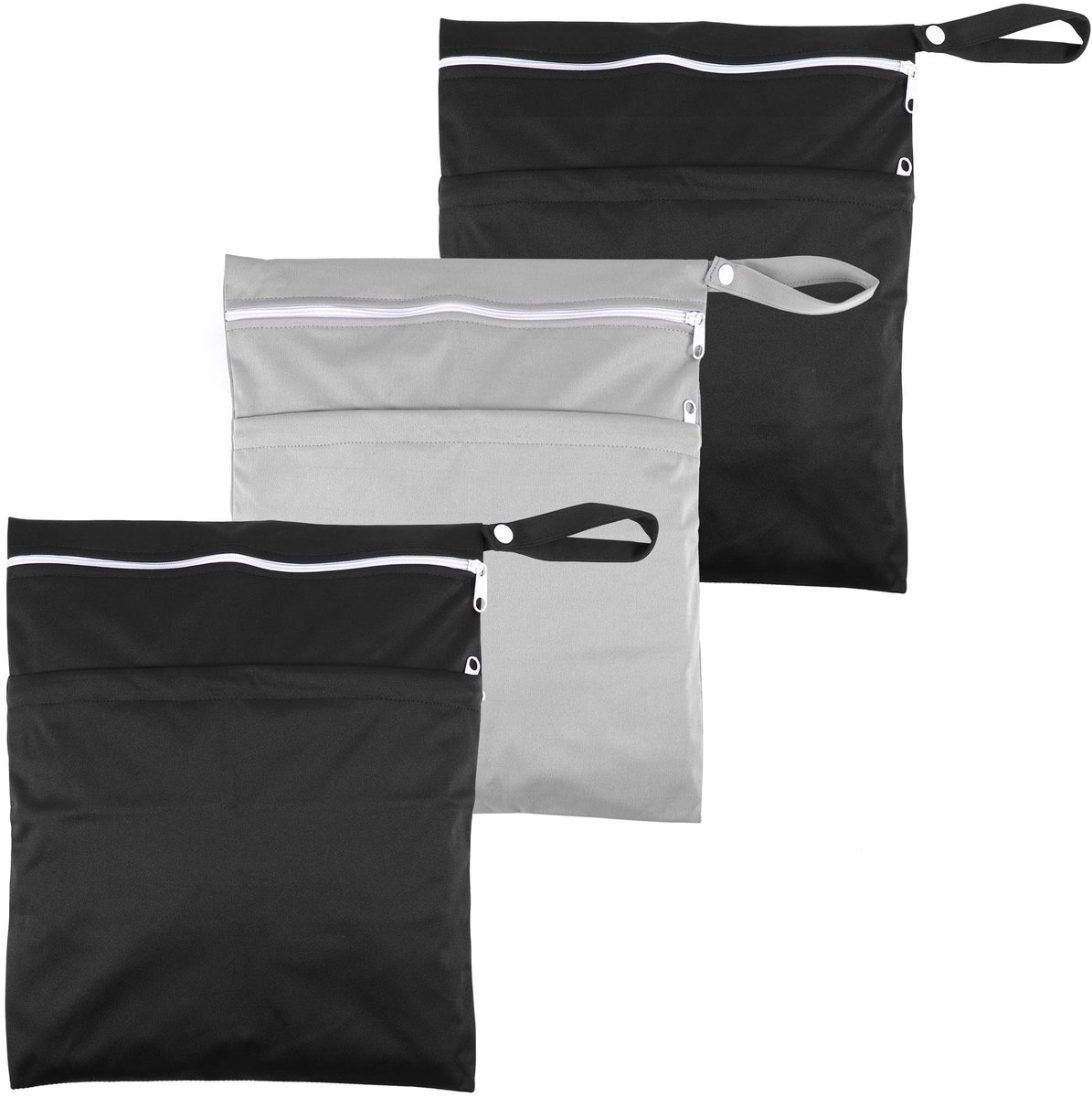 Dailygoods- Natte Tas 3 Stuks - Waterdichte Tas - Herbruikbare Tas - Opvouwbare Tas - Lichtgewicht Tas - Handgreep met Kliksluiting - Wetbag