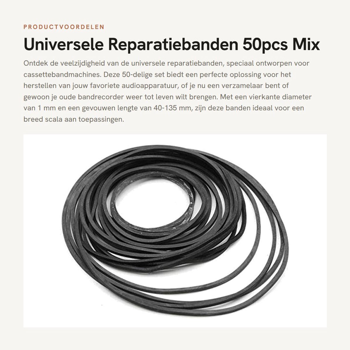 Dailygoods- Cassetteband 50 Stuks - Universele Reparatieband - Vierkante Band - Geschikt voor Recorder - Lengte 40-135MM - Zwart