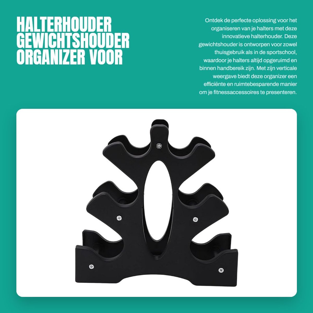 Dailygoods- Halterhouder - Gewichtshouder - Organizer - Verticale Weergavehouder - Schokbestendig - Duurzaam PP Materiaal - Stabiel Ontwerp - Gewichtstandaard