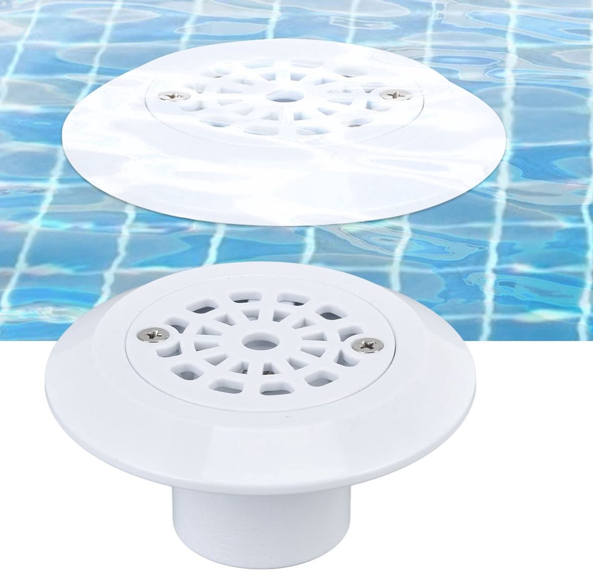 Dailygoods- Vloeraftap Duurzaam Plastic - Zwembadafvoer - Wateruitlaat - Antiklontervorming - Eenvoudig te installeren - Afmetingen 10,3x5,4 cm