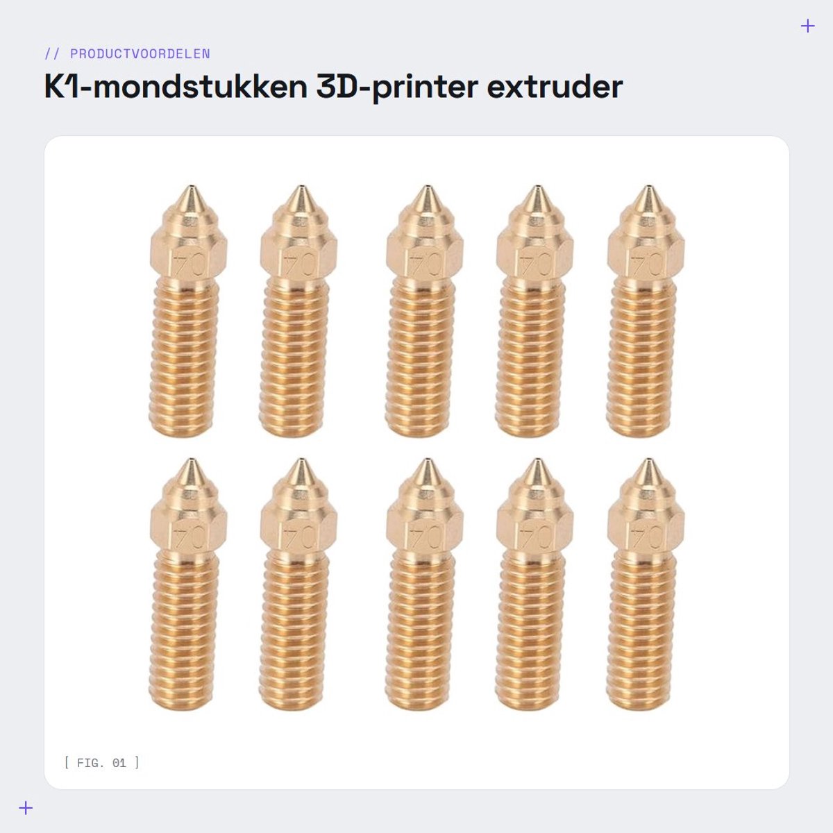 Dailygoods- Mondstukken Set van 10 - Messing Spuitmonden - 3D-printer Extruder - Hoge Temperatuurbestendigheid - Slijtvast - Compatibel met K1, CR M4, Vyper - Spuitmond