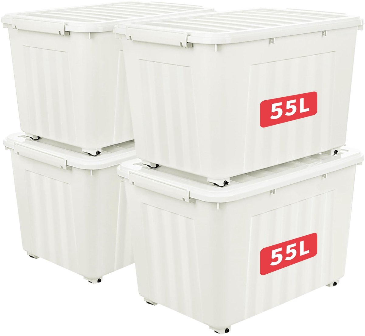 Dailygoods - Plastic opbergdoos - Organiserende container - Wit - Stapelbaar en nestbaar - Draagtas - Geschikt voor thuisopslag