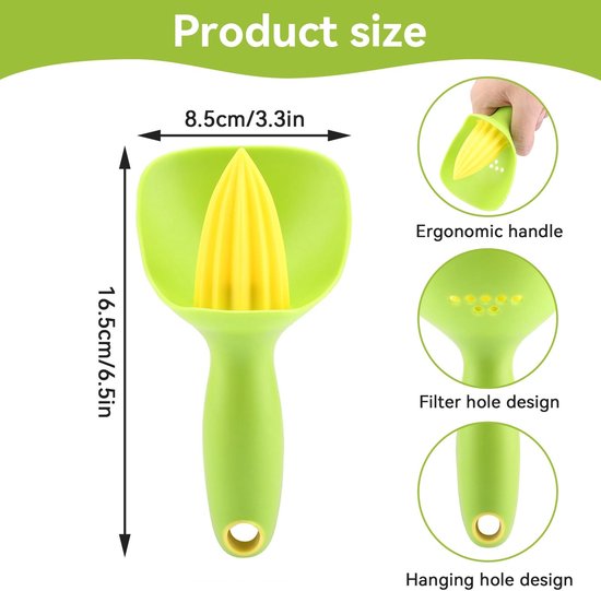 Citroen Squeezer - Ergonomische Mini Juicer voor Huishoudelijke Keuken - Handpers - Duurzaam en Efficiënt - Groen — afbeelding 5