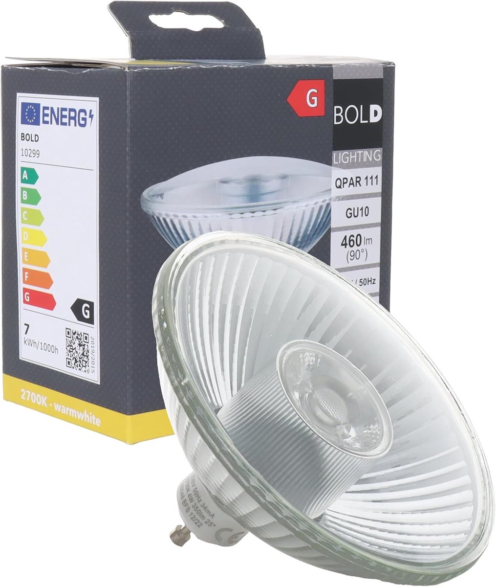 Led Lamp - Reflectorlamp GU10 - Sfeerverlichting Thuis - Energiezuinig Dimbaar - 111 mm Breed - Aluminium