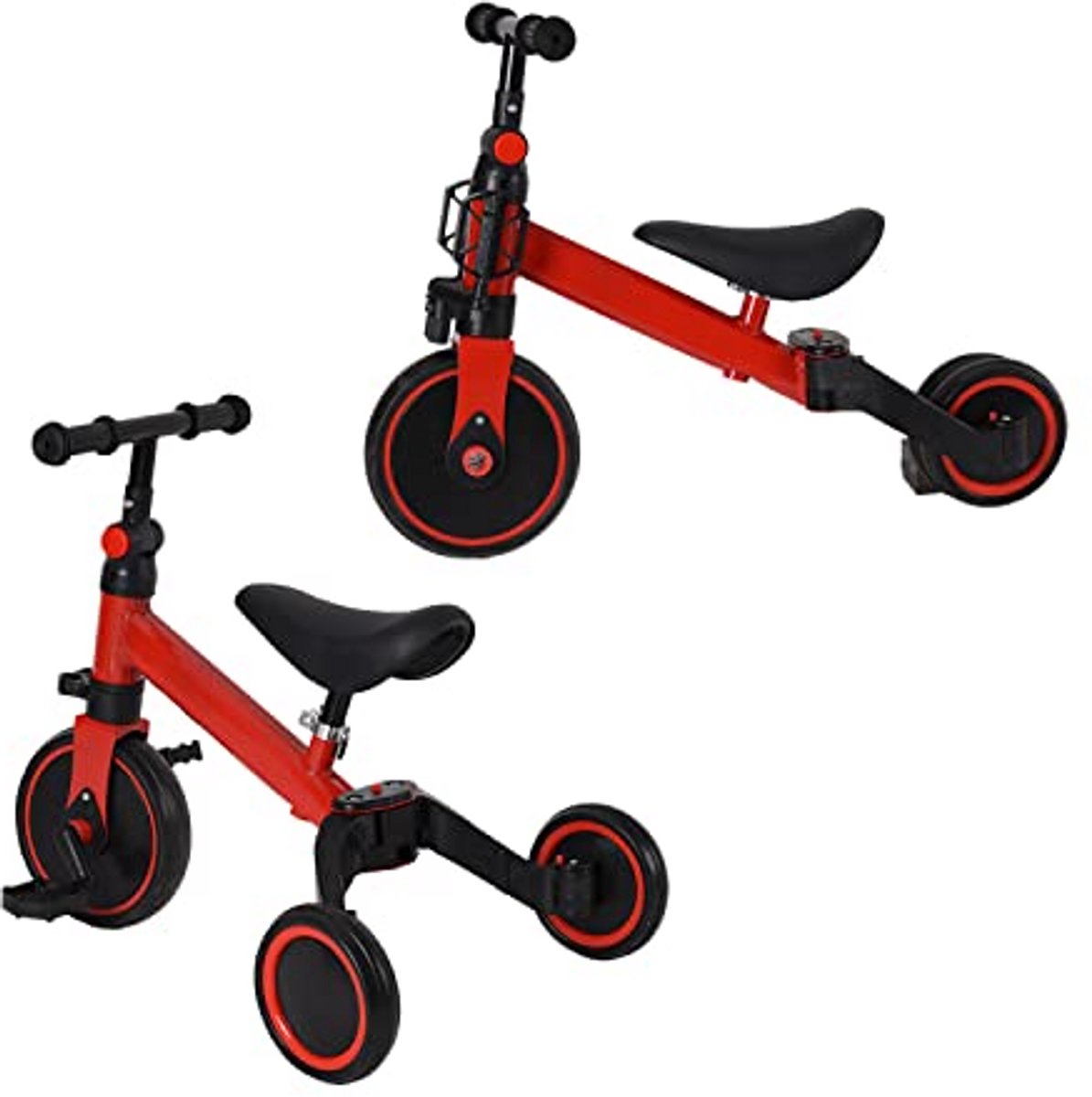 Kinder driewieler Loopfiets fiets Actief spelen 3-in-1 ontwerp Tot 35 kg Zwart rood