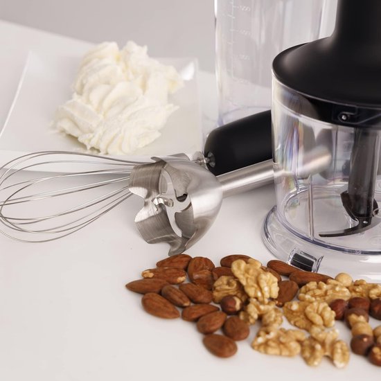 Handmixer 1000W roestvrij staal zwart met accessoires van Merkloos — afbeelding 3