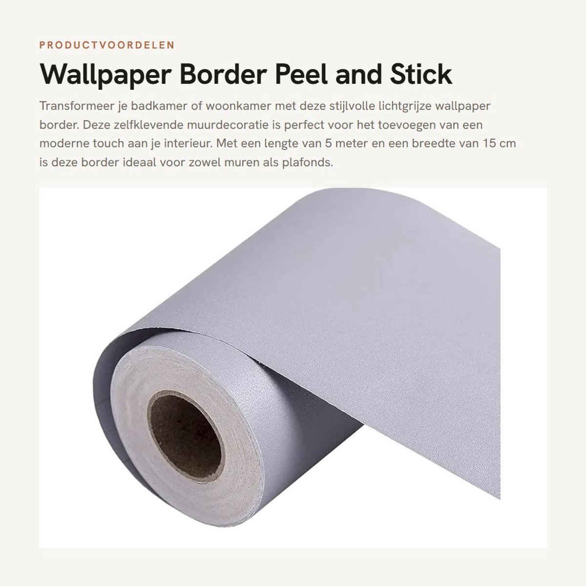 Dailygoods- Muurdecoratie Waterdicht - Muurstickers - Zelfklevend - PVC - Decoratieve Rand - 15 cm x 500 cm