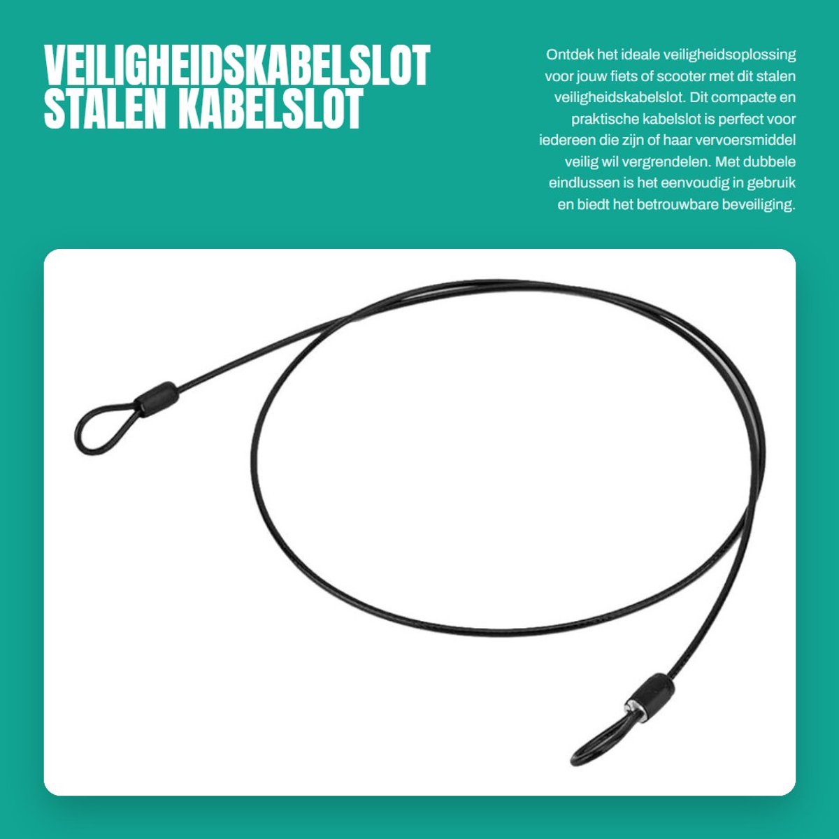 Dailygoods- Veiligheidskabelslot Stalen Draad - Vouwslot - Beveiligingslus - Fietsslot - Mini Kabelslot - Dubbele Eindlussen