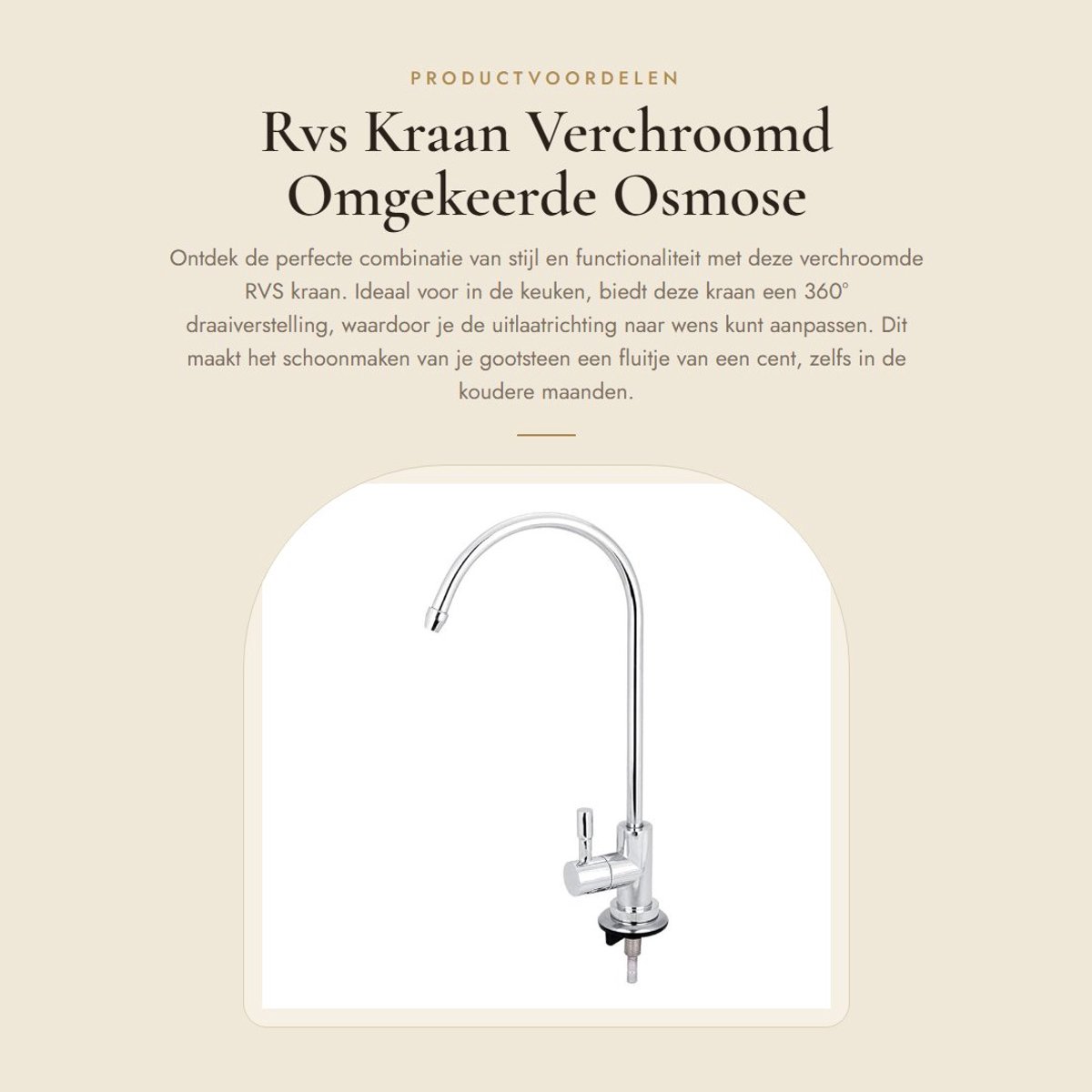 Dailygoods- Keukenkraan RVS - Zwanenhals - 360° Draaibaar - Snelle Aansluiting - Drinkwaterfilter - Elegant Design - Waterkraan