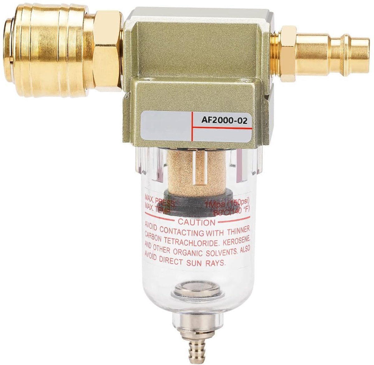 Dailygoods- Waterafscheider 1/4 inch - Drukregelaar - Persluchtfilter - Pneumatische Compressor - Duurzaam Materiaal - Fijne Deeltjes Filteren