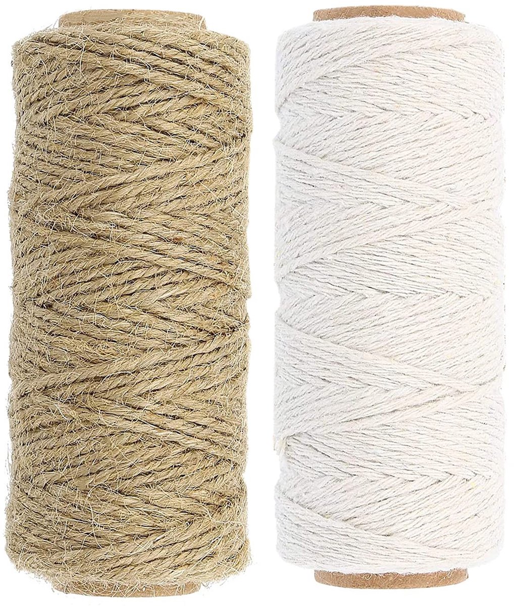 Dailygoods- Bindband Set - Jute Band 40 m - Katoenen Koord 60 m - Tuinieren - Vastbinden - Robuust - Op Spoel - Tuinband
