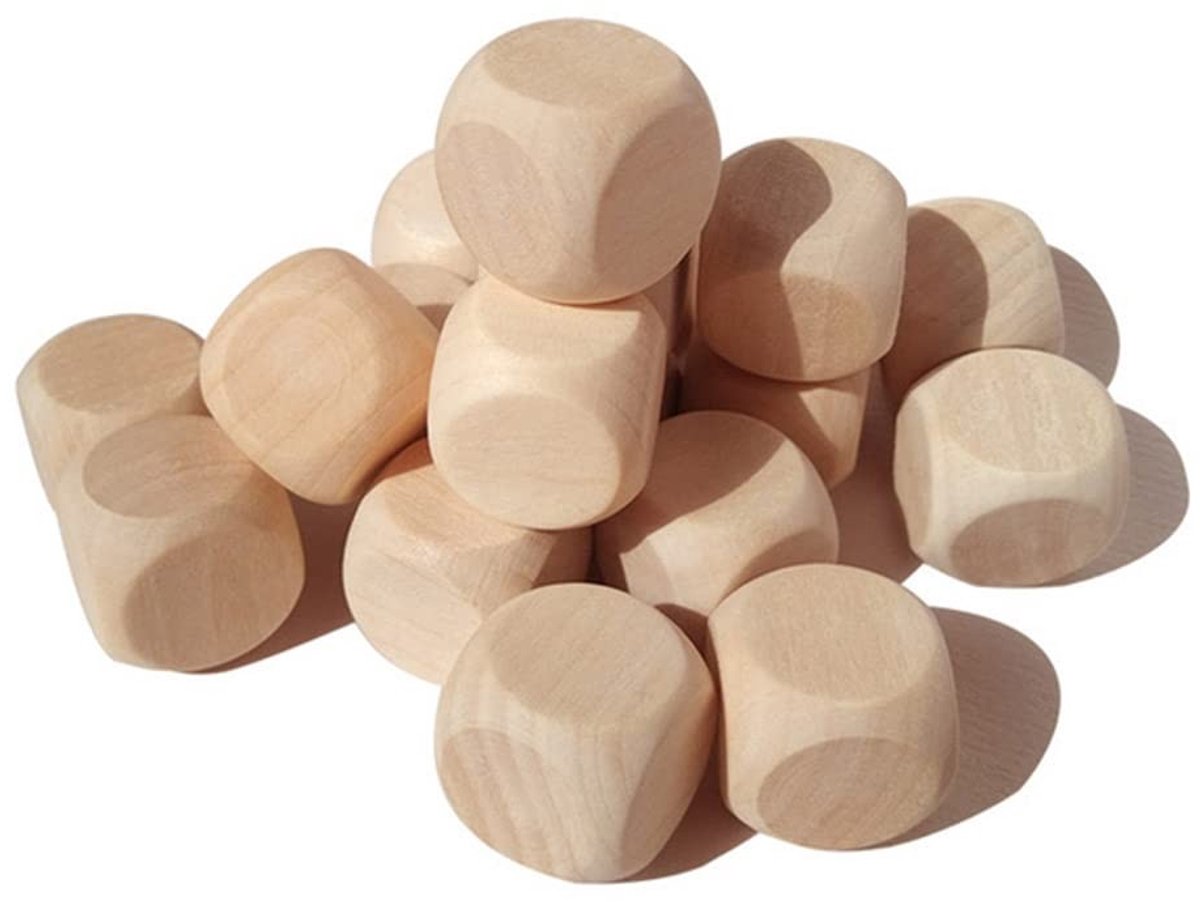 Dailygoods- Houten Dobbelstenen 20 Stuks - Onbeschilderde Dobbelstenen - DIY Kunst en Handwerk - Beslissingskubus - Speelrekwisieten - 20 mm Diameter