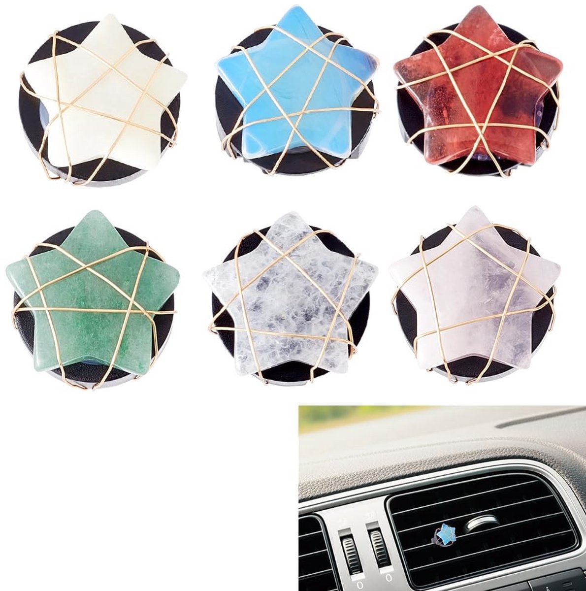 Dailygoods- Luchtverfrisser Auto - 6 Stuks Vent Clips - Decoratieve Accessoires - Leuk Ontwerp - Voor Vrouwen/Mannen - Frisse Geur - Auto Geurhanger
