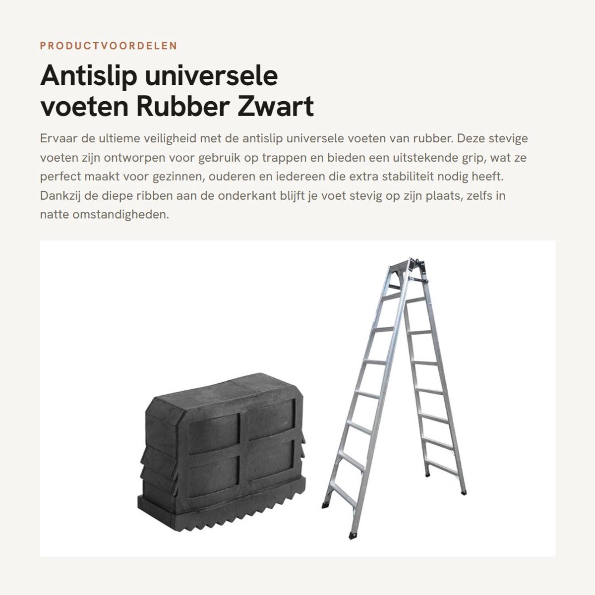 Dailygoods- Antislip Voeten - Rubber - 2 Stuks - Diepe Ribben - Voor Huishoudtrap - Veilig en Duurzaam - Afmetingen 6 x 4,5 x 2,2 cm - Trapvoetjes