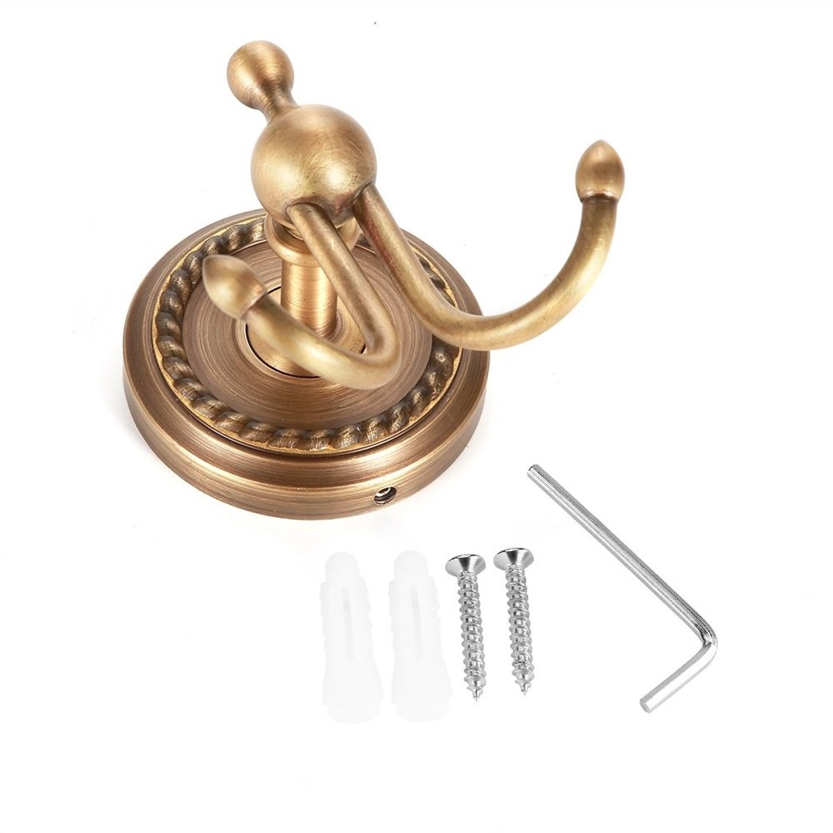 Dailygoods- Handdoekhaken Antiek - Wandmontage - Badjashaak Dubbel - Badkamer/Kleding - Elegante Uiterlijk - Veelzijdig Gebruik - Kapstok