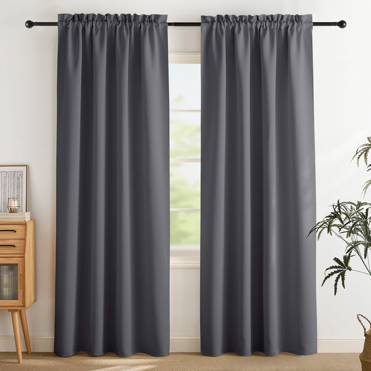Dailygoods- Keukengordijnen Verduisterend - Gordijnen Kant en Klaar - 2 Stuks - 140B x 240H cm - Warmte-isolerend - Geschikt voor Woonkamer/Slaapkamer