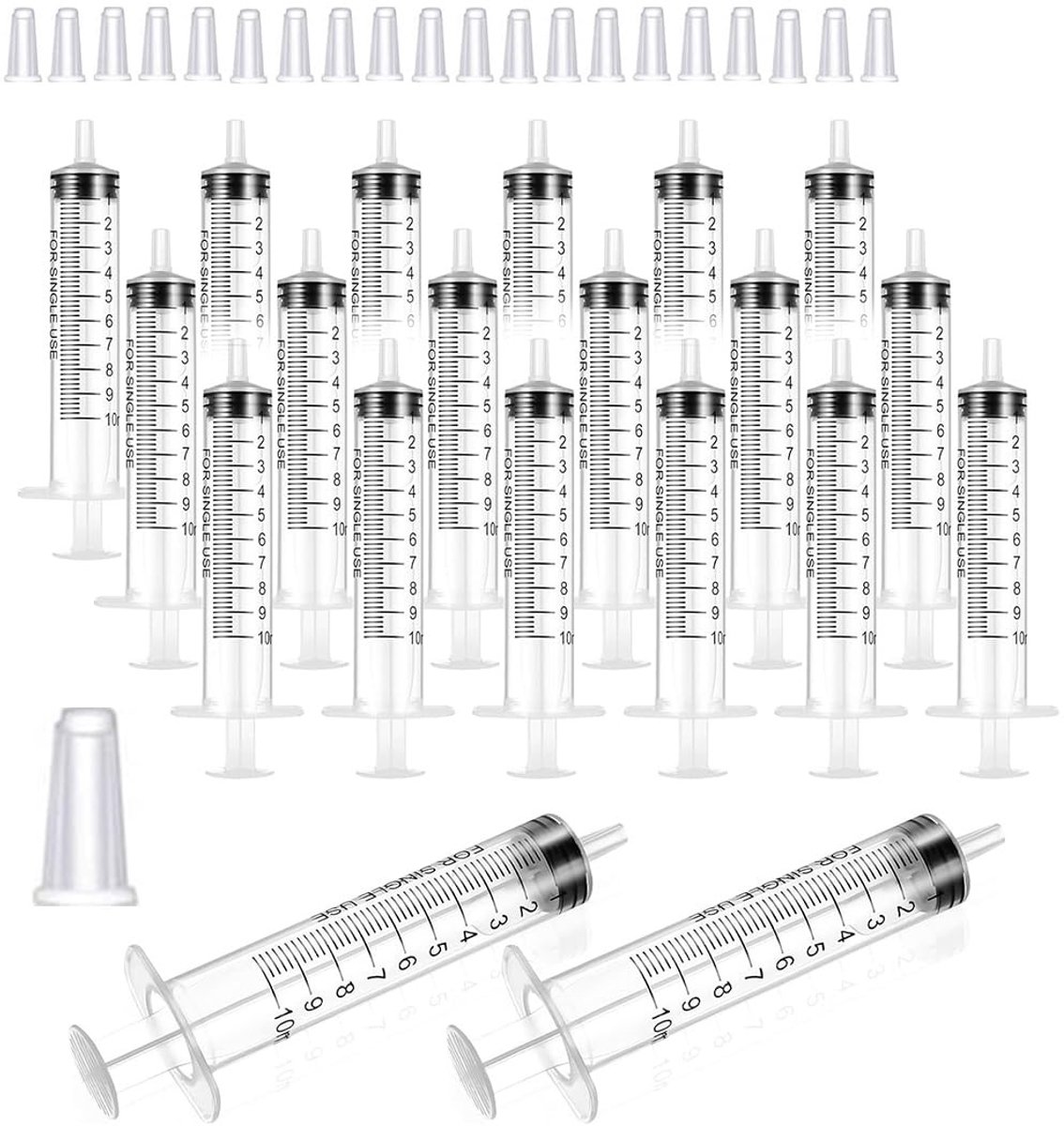 Dailygoods- Spuiten 10ml - 20-pack gesteriliseerde spuiten zonder naald - meetschaal - perfect voor laboratoria - dierenverzorging - ambachten - Dosering