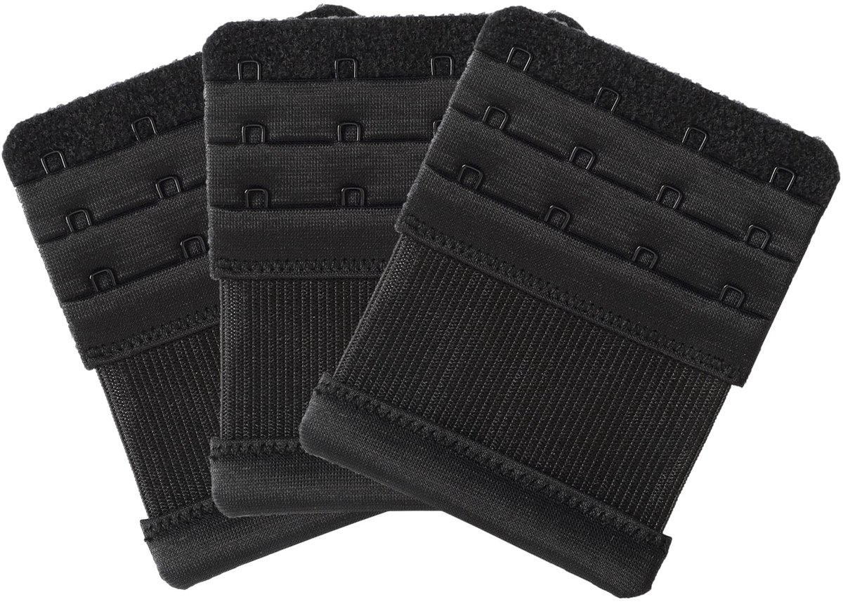 Dailygoods- BH-verlenging 4 haken - Elastisch - Roestvrij Staal - 3 Stuks - Comfortabel - Afmetingen 9,4 cm x 7,6 cm - Beha-extender