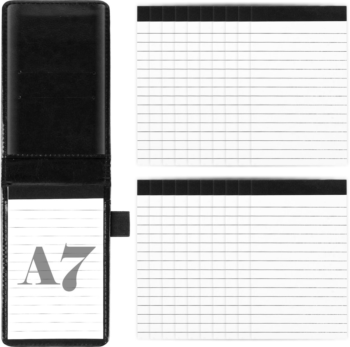 Dailygoods- Notitieblok A7 - Premium PU-leer - Navulbaar - Klein notitieboek - Draagbaar zakformaat - 14 x 8,5 cm - Duurzaam en elegant - Notitieboekje