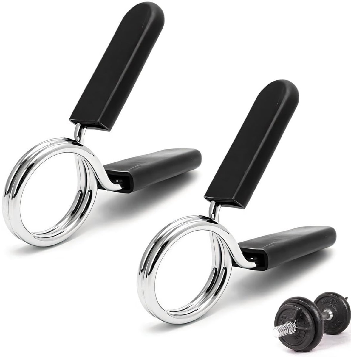Dailygoods- Halterklemmen 2 stuks - Lange Veersluiting - Roestvrij Staal - Universele Pasvorm 30 mm - Krachttraining - Sterke Grip - Gewichtheffen