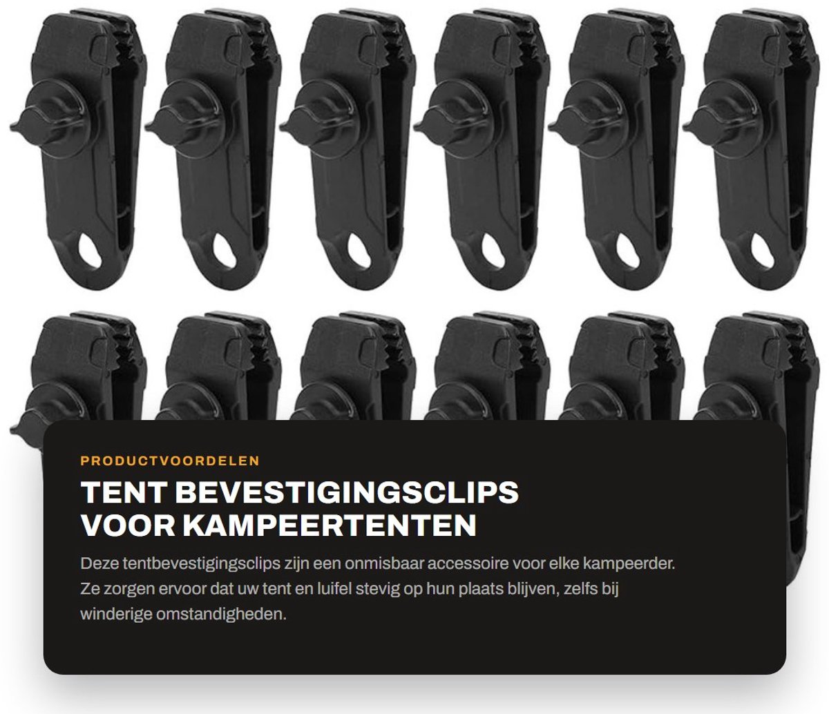 Dailygoods- Bevestigingsclips Sterk - Tentclip - Nylon - Lichtgewicht - 12 Stuks - Voor Kamperen