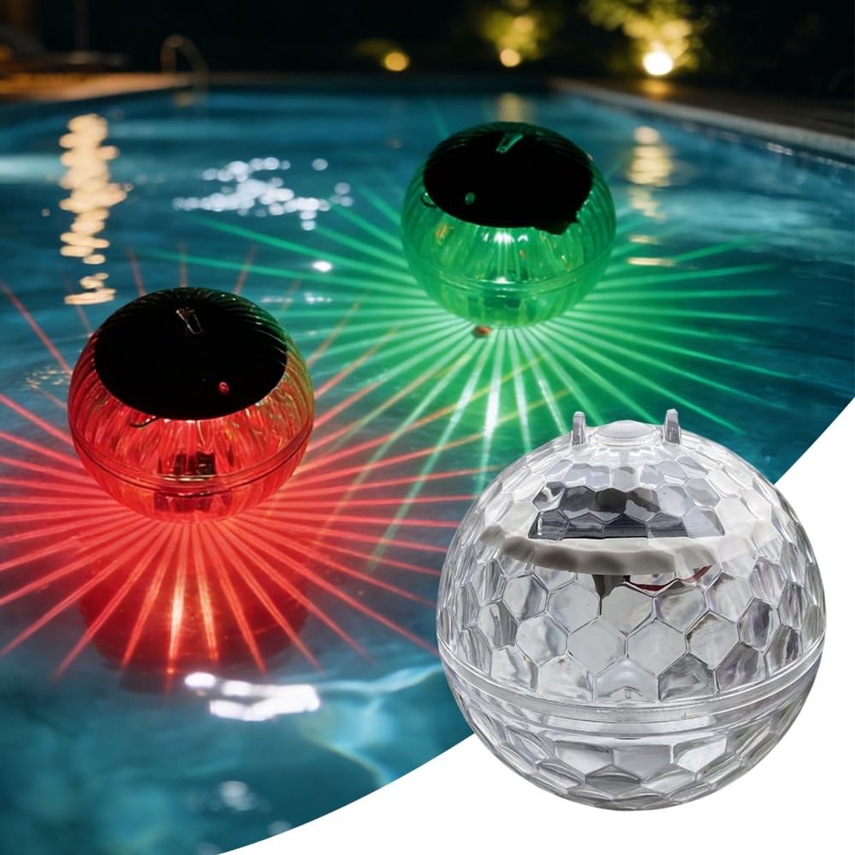 Dailygoods - 2 Stuks Zonne-drijvende Bal Zwembad Lampen met 7 Kleurveranderingen