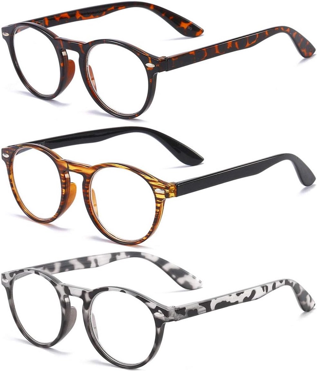 Leesbrillen Set - Lezers Brillenglazen - Comfortabel Lezen - Lichtgewicht Frame - 3 Stuks - Gemengde Kleuren