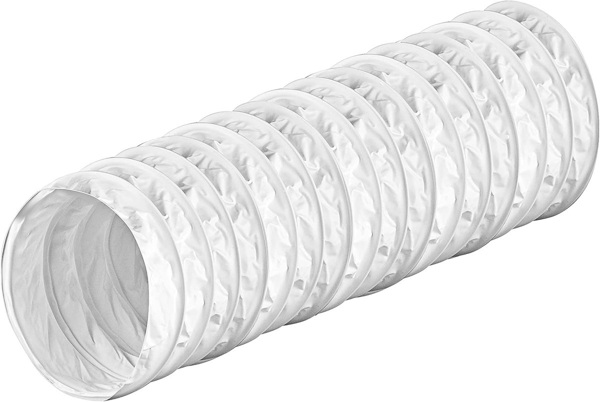 Ventilatiebuis Flexibel - Afvoerbuis - Luchttransport - Hittebestendig - 100 mm diameter - Wit